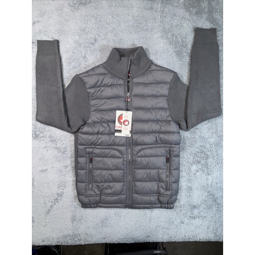 Canada Weather Gear Quilted Puffer Sweater Jacket, Grey, Sz Med
